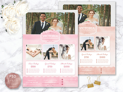 Soft Watercolor Wedding Photography Flyer