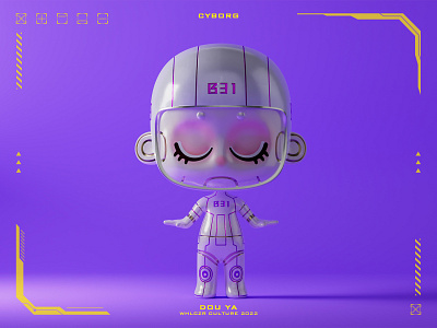 Douya series IP role setting_Cyborg 3d graphic design logo