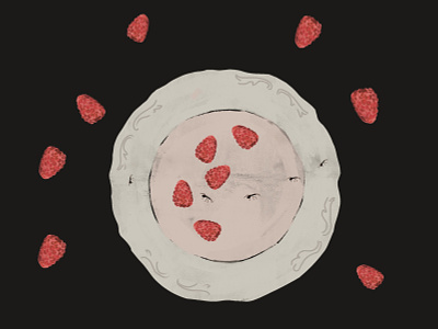 raspberries graphic design illustration print
