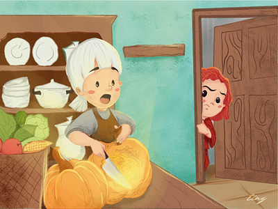 Bawang Merah dan Bawang Putih - Children Book Illustration