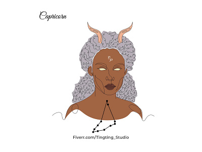 African American Capricorn in Continuous Line fiverr