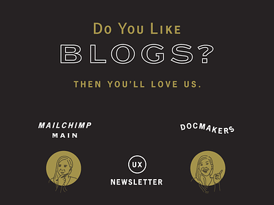 Do you like blogs? gold illustration outline typography