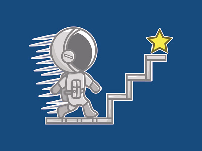astronautRun astro astronaut challenge chibi design illustration never give up success vector work hard