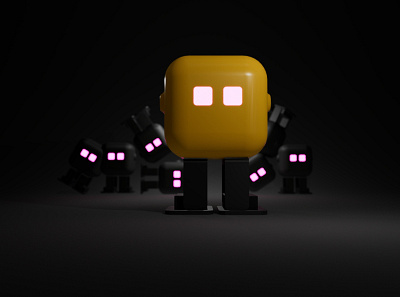 Cubee the mini robo 3d model 3d lighting lowpoly model rendering