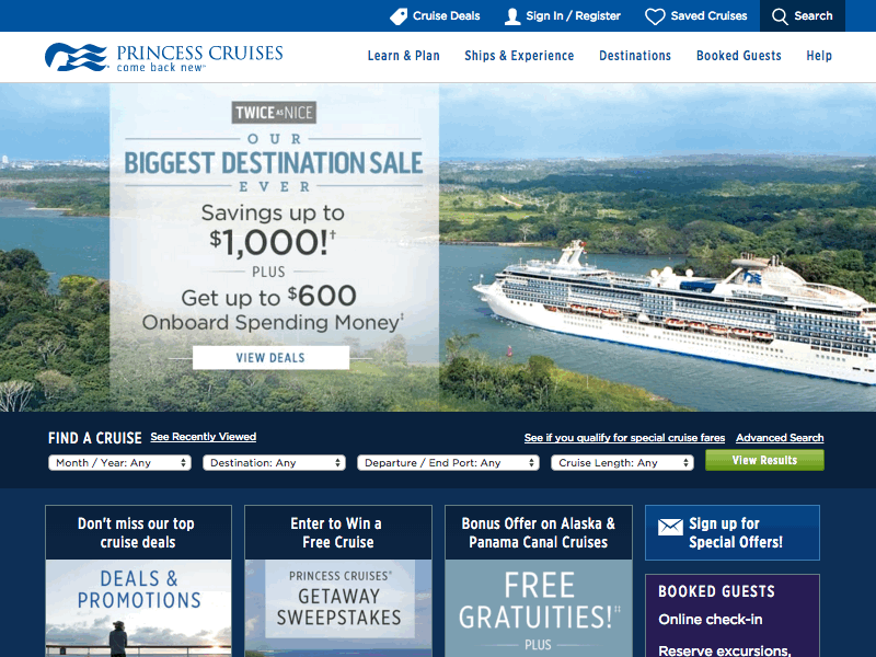 Princess Cruises Mega Navigation cruise cruising dropdown mega nav mega navigation nav navigation