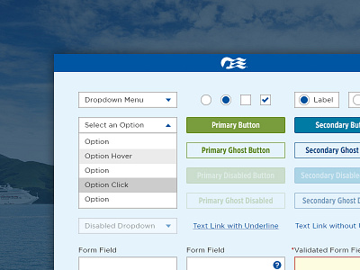 Princess Cruises Style Guide buttons checkbox cruises dropdown form links princess cruises radio style guide styleguide ui validation