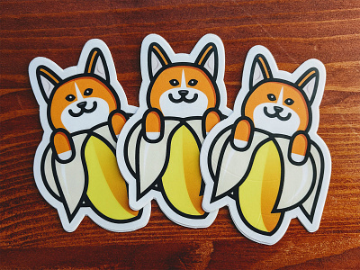 Final Banana Corgi Sticker corgi design dog illustration sketch sticker stickermule vector