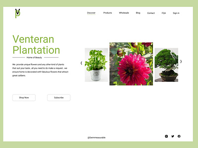 landing page for plant store