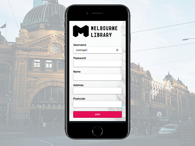 DailyUI 001 - Melbourne Library Sign Up Concept