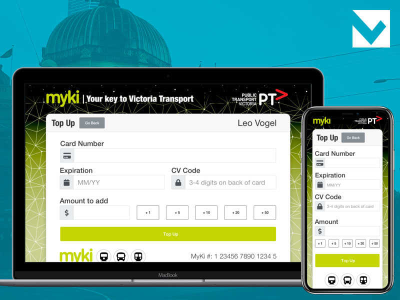 DailyUI 002 - Credit Card Checkout (Revised) top up public transport myki melbourne dailyui credit card concept checkout 002