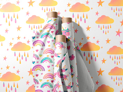 Rainbow&unicorn Digital Papers/patterns all over pattern fabric pattern floral pattern pastel color patterns pattern rainbow pattern repeating patterns seamless pattern surface design surface pattern textile design unicorn all over pattern unicorn pattern