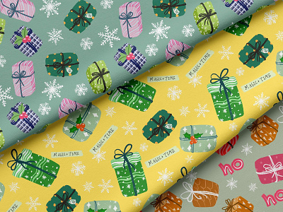 GIFTS Christmas Pattern Set christmas paper christmas pattern christmas seamless pattern design holiday design holiday pattern holiday season illustration paper pattern seamless pattern surface design surface pattern textile design wrapping paper