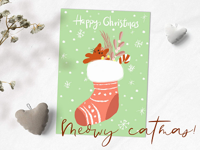 "Merry catmas" christmas card printable