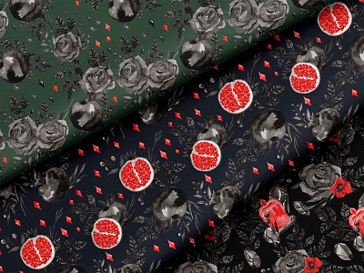 "Midnight" Dark Floral Seamless Patterns black floral pattern black rose fabric pattern floral pattern gothic pattern hand drawn pattern illustration pattern rose seamless pattern seamless pattern surface design surface pattern textile design vintage vintage floral vintage floral pattern vintage seamless pattern watercolor pattern