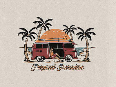 Tropical Paradise branding design illustration logo vector vintage vintage logo