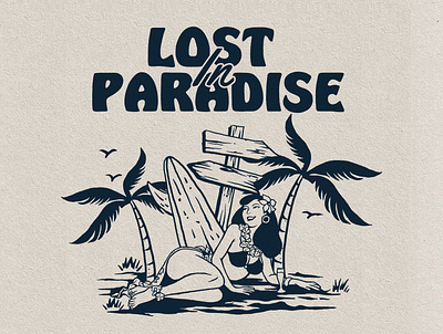 Lost in paradise branding design illustration retro vector vintage vintage logo