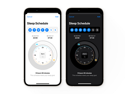 iOS Sleep Schedule Redesign apple clock design dial health intuitive ios ui