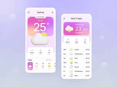 Weather App Concept 2.9 blender 3d 3d art 3d blender 3d illustration app application design illustration mobile app ui weather weather app