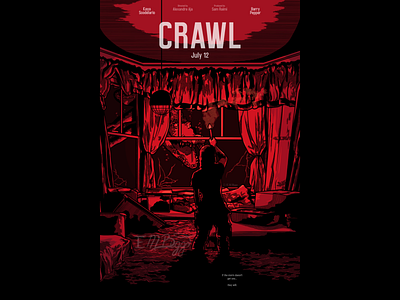 Crawl (2019) design digital art drawing film poster hatching horror illustration movie art movie poster procreate thriller