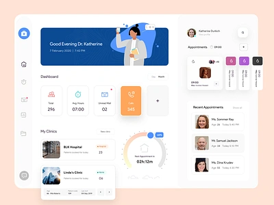 Medical Appointment Organizer - Dashboard UI application design branding branding design clean dashboad dashboard ui doctor health healthcare illustration interface light ui medical app mobile design product design ui design uikit uiux ux ux desgin