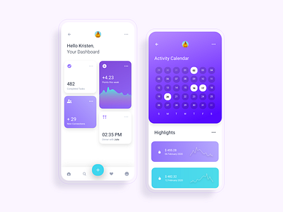 Personal Activity Tracker app design application design cards ui charts clean ui gradients illustration light mode light ui minimal minimalistic design mobile app product design ui design ux ux design