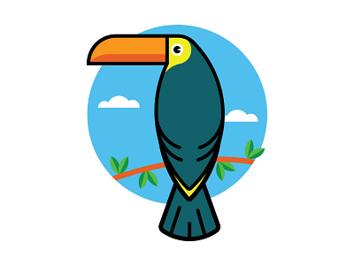 Pretty Toucan flat icon illustration logo minimal vector