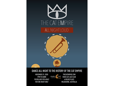 "All Night Loud" adobe illustrator concert poster design graphic design illustration illustrator poster the cat empire