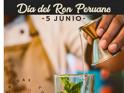 Día del Ron Peruano - Tradición Restaurant facebook post illustrator photoshop promo typhography