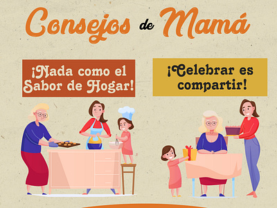 Consejos de Mamá - Tradición Restaurant facebook post illustrator typhography vector