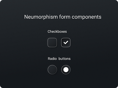 Neumorphism form components buttons checkboxes checked dark digital form design forms neumorphism pressed radio button radio buttons uidesign uiux ux