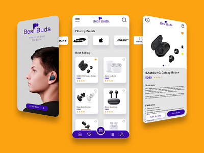 Ear Buds adobexd app cartoon design earphones eccomerce headphones logo mobile app mobile ui shopping shopping basket ui uiux ux