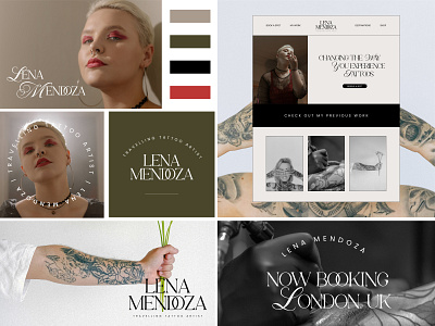 Branding | Lena Mendoza - Travelling Tattoo Artist branding design elegant feminine logo modern typography web design