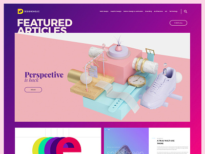 Designoholic articles blog colorful gradient inspiration interaction platform tech ui ux web design