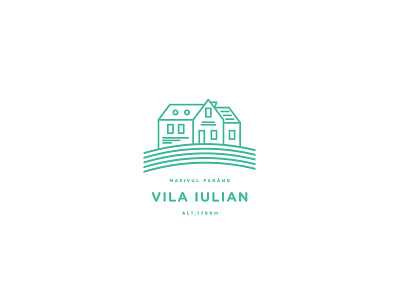 Vila Iulian branding identity line logo minimal mountains tourism travel vector