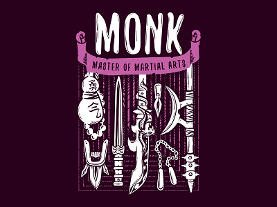 Monk - Master of Martial Arts 2d board game critical role d20 design dice dm dnd dnd monk fantasy geek ki kung fu logo magic martial arts monk nerd roll initiative