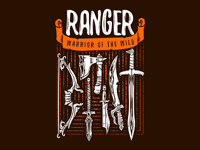 Ranger - Warrior of the Wild 2d archer beast master board game critical role d20 design dice dm dnd dnd ranger fantasy geek hunter logo magic marksman nerd roll initiative