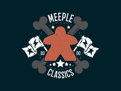 Meeple Classics 2d board game branding d20 design dice dm dnd dungeons and dragons fantasy geek illustration logo magic meeple nerd roll initiative ui ux