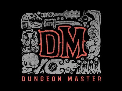 Dungeon Master 2d board game critical role d20 dd design dice dm dnd dungeon master dungeons and dragons fantasy games puzzles geek logo magic nerd role playing games roll initiative toys games