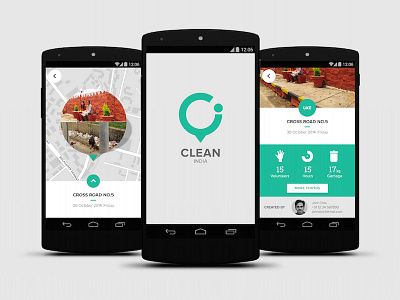 Clean India android app carbon12 carbon12 creative clean india interaction design ixd mobile ui ux visual design