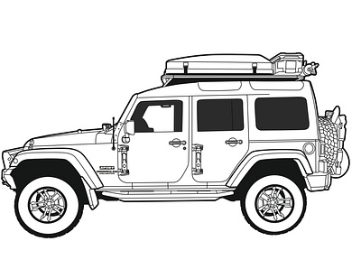 vector jeep black and white car cartoon jeep line art vector art