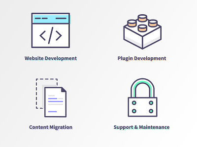 Icons for WP Section development icon outline plugin support website