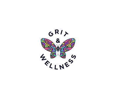 Grit Wellness abstract art butterfly logo logo design modern simple wellness