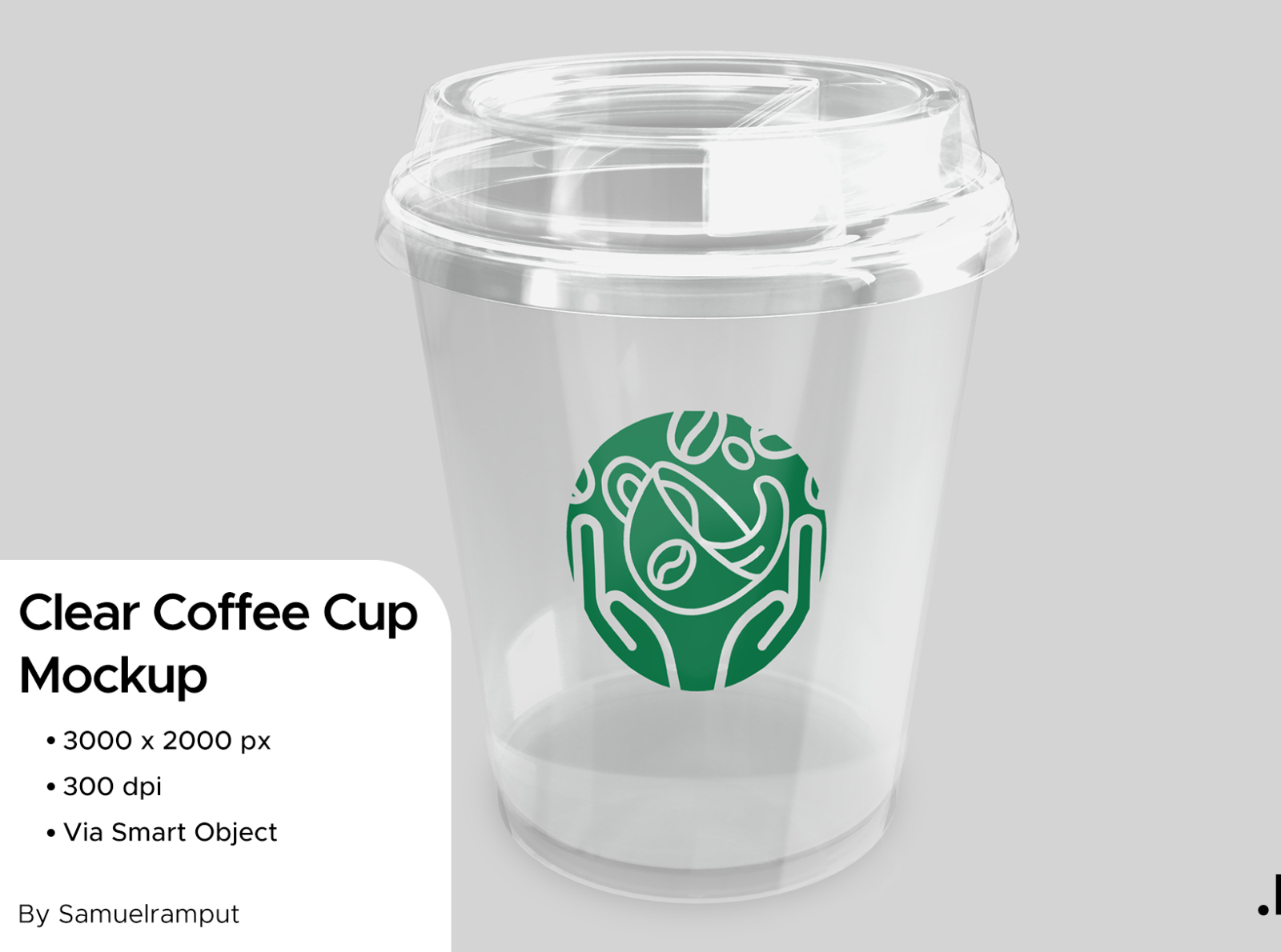 Realistic plastic coffee cup. Clear plastic cup mockup for coffee