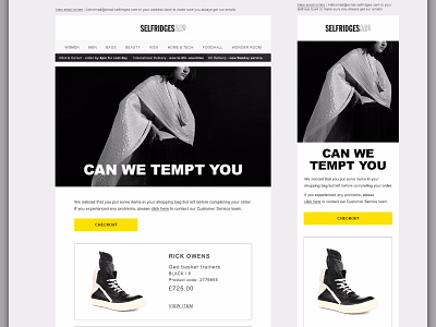 Selfridges Email Design email html newsletter responsive