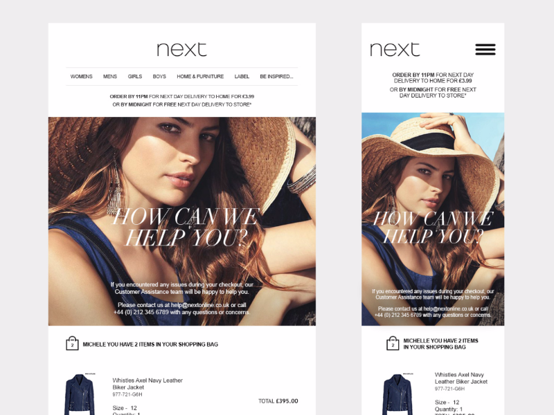 Email Design for Next Retail css email fashion html newsletter next