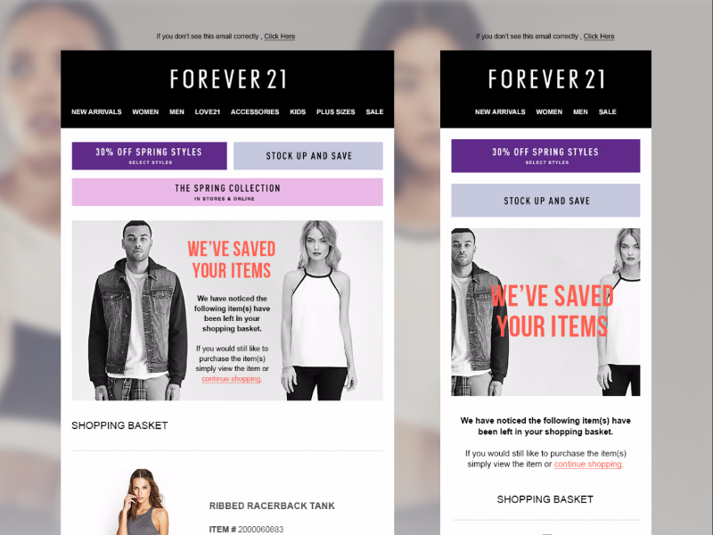 Forever 21 Email Design