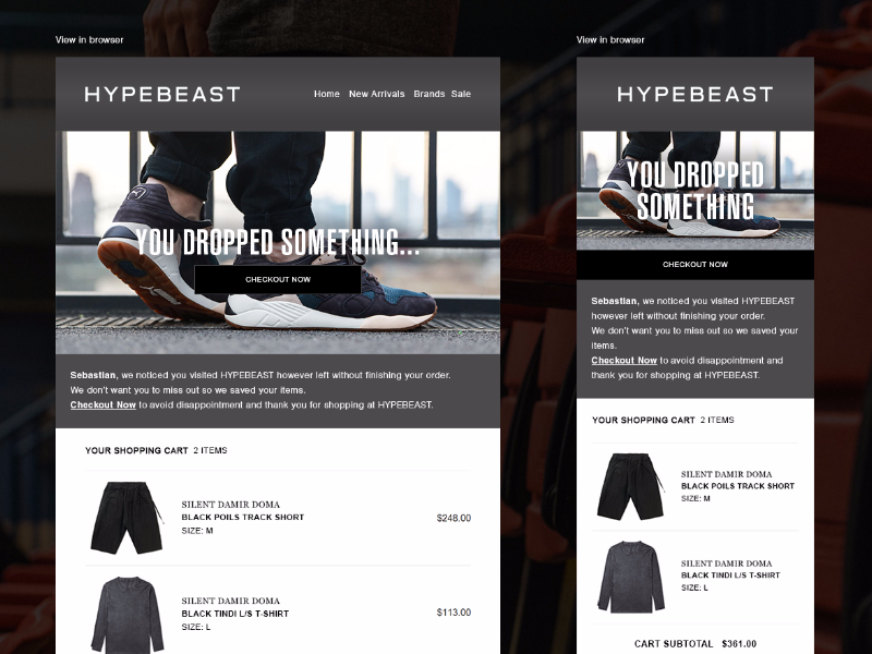 Email Design for Hypebeast bespoke css email fully responsive html hypebeast newsletter