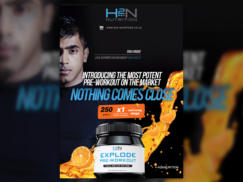 Fighters Only Magazine H2N Nutrition Magazine AD ad athlete design nutrition photoshop poster retouch supplement