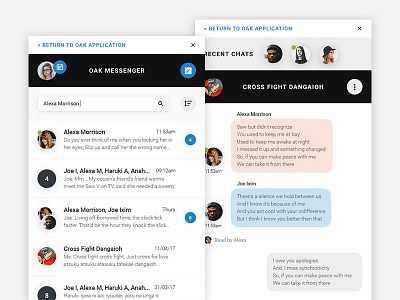 Oak Messenger app application chat group message messaging messenger recent responsive ui ux