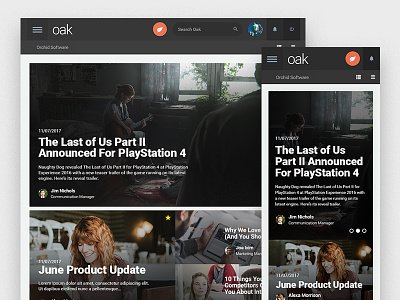 Oak News App app design flat internal intranet material news updates